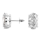 14K White Gold Four Prong Oval Lab Grown Diamond Stud Earrings 1 CTW