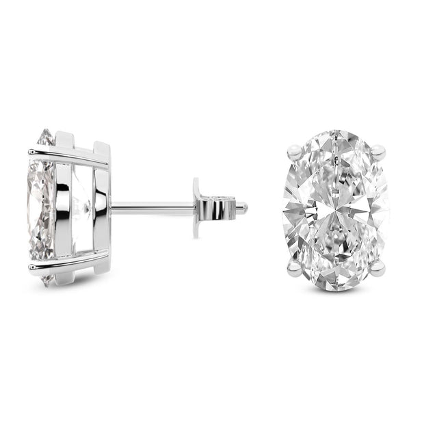 14K White Gold Four Prong Oval Lab Grown Diamond Stud Earrings 1 CTW