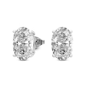 14K White Gold Four Prong Oval Lab Grown Diamond Stud Earrings 1 CTW