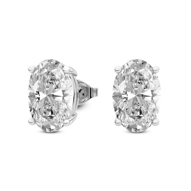 14K White Gold Four Prong Oval Lab Grown Diamond Stud Earrings 1 CTW