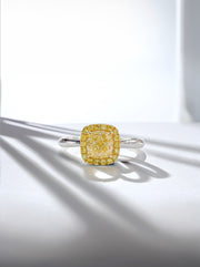 Cushion Solitaire Ring Lab Grown Fancy Yellow Diamond 1.16 CTW 14K White Gold