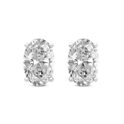 14K White Gold Four Prong Oval Lab Grown Diamond Stud Earrings 1 CTW