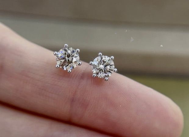 Radiant Spark 14K White Gold Six-Prong Lab-Grown Diamond Studs 1.022 CTW