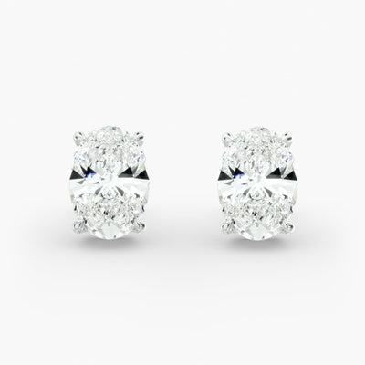 Timeless Oval Cut Custom Diamond Stud Earring Settings in 14K Gold – D–E Color, VS1–VVS2 Clarity