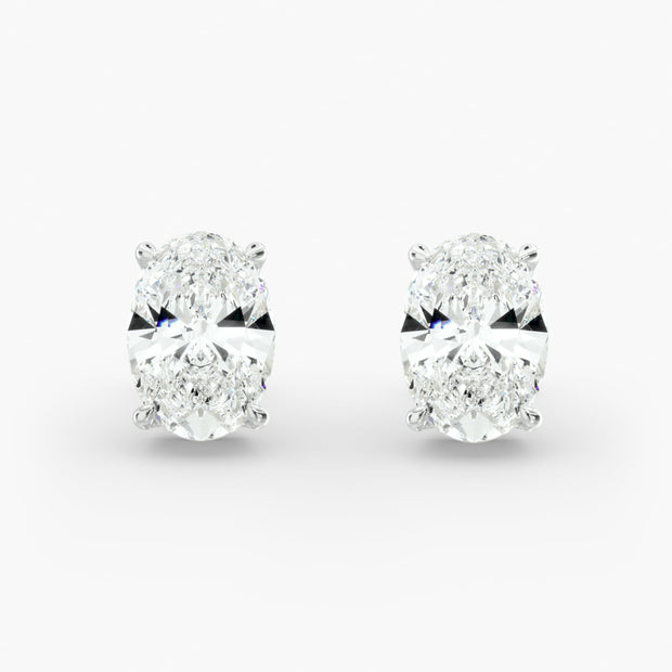 Timeless Oval Cut Custom Diamond Stud Earring Settings in 14K Gold – D–E Color, VS1–VVS2 Clarity