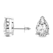 14K White Gold Three Prong Pear Lab Grown Diamond Stud Earrings 1 CTW