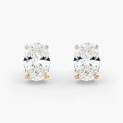 Timeless Oval Cut Custom Diamond Stud Earring Settings in 14K Gold – D–E Color, VS1–VVS2 Clarity