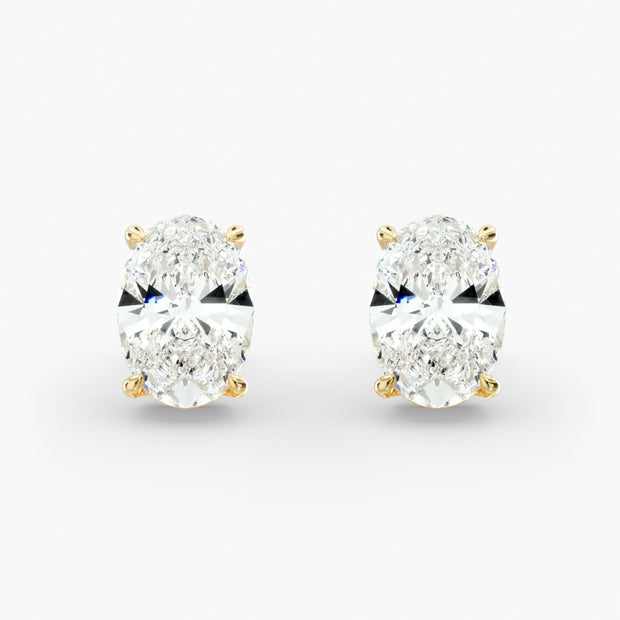 Timeless Oval Cut Custom Diamond Stud Earring Settings in 14K Gold – D–E Color, VS1–VVS2 Clarity