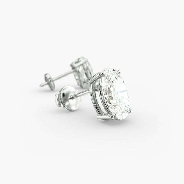 Timeless Oval Cut Custom Diamond Stud Earring Settings in 14K Gold – D–E Color, VS1–VVS2 Clarity