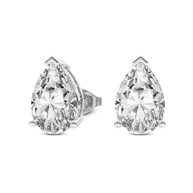 14K White Gold Three Prong Pear Lab Grown Diamond Stud Earrings 1 CTW