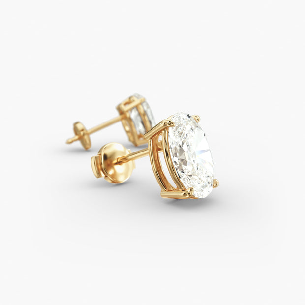 Timeless Oval Cut Custom Diamond Stud Earring Settings in 14K Gold – D–E Color, VS1–VVS2 Clarity