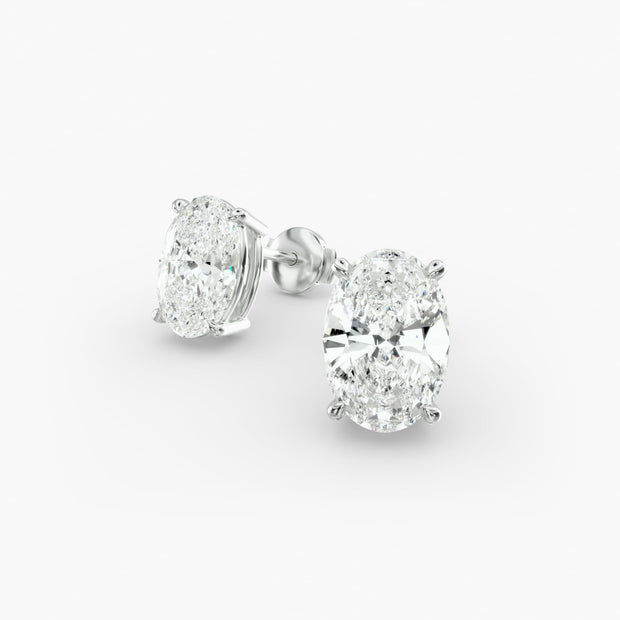 Timeless Oval Cut Custom Diamond Stud Earring Settings in 14K Gold – D–E Color, VS1–VVS2 Clarity