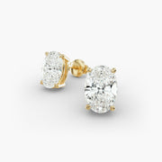 Timeless Oval Cut Custom Diamond Stud Earring Settings in 14K Gold – D–E Color, VS1–VVS2 Clarity