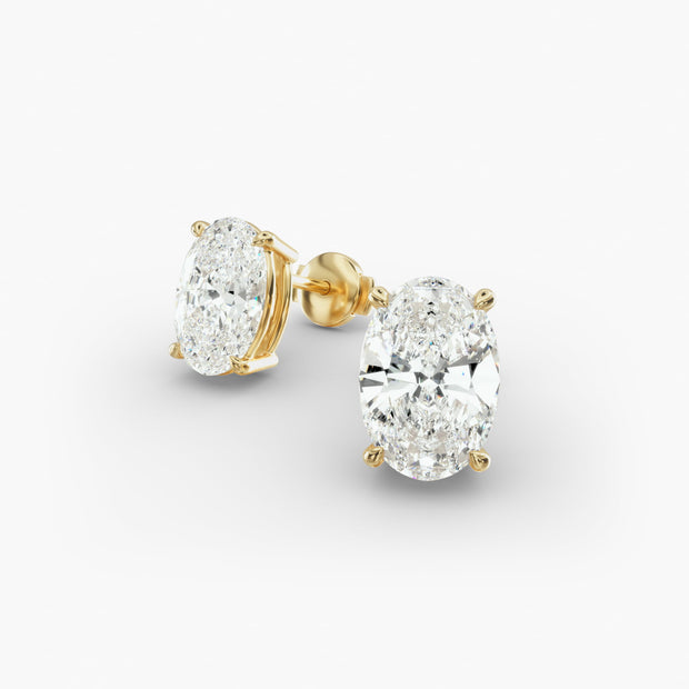 Timeless Oval Cut Custom Diamond Stud Earring Settings in 14K Gold – D–E Color, VS1–VVS2 Clarity