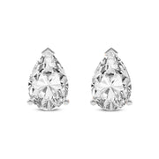 14K White Gold Three Prong Pear Lab Grown Diamond Stud Earrings 1 CTW
