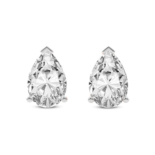 14K White Gold Three Prong Pear Lab Grown Diamond Stud Earrings 1 CTW