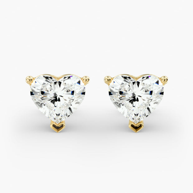 Romantic Heart Shape Custom Diamond Stud Earring Settings in 14K White Gold – D–E Color, VS1–VVS2 Clarity