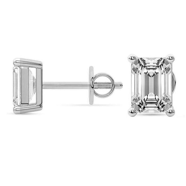1.00 CTW Lab-Grown Emerald Diamond Stud Earrings in 14K White Gold