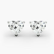 Romantic Heart Shape Custom Diamond Stud Earring Settings in 14K White Gold – D–E Color, VS1–VVS2 Clarity