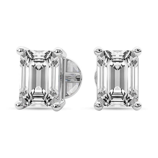 1.00 CTW Lab-Grown Emerald Diamond Stud Earrings in 14K White Gold