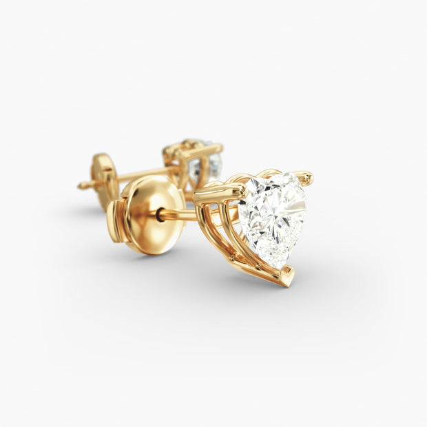 Romantic Heart Shape Custom Diamond Stud Earring Settings in 14K White Gold – D–E Color, VS1–VVS2 Clarity