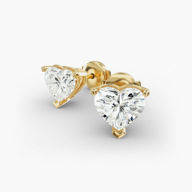 Romantic Heart Shape Custom Diamond Stud Earring Settings in 14K White Gold – D–E Color, VS1–VVS2 Clarity