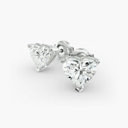 Romantic Heart Shape Custom Diamond Stud Earring Settings in 14K White Gold – D–E Color, VS1–VVS2 Clarity
