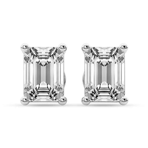 1.00 CTW Lab-Grown Emerald Diamond Stud Earrings in 14K White Gold