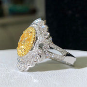 Luxury Oval Yellow Lab Grown Diamond Ring 3.56 CTW in 14K White Gold
