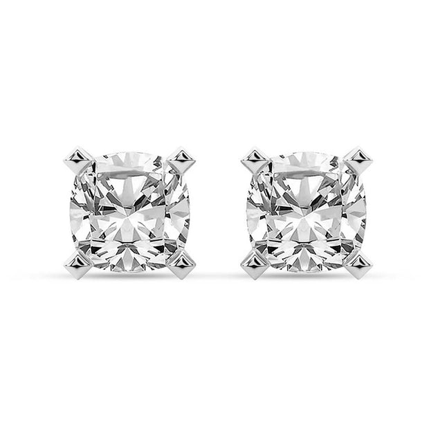 1.00 CTW Lab-Grown Cushion Diamond Stud Earrings in 14K White Gold