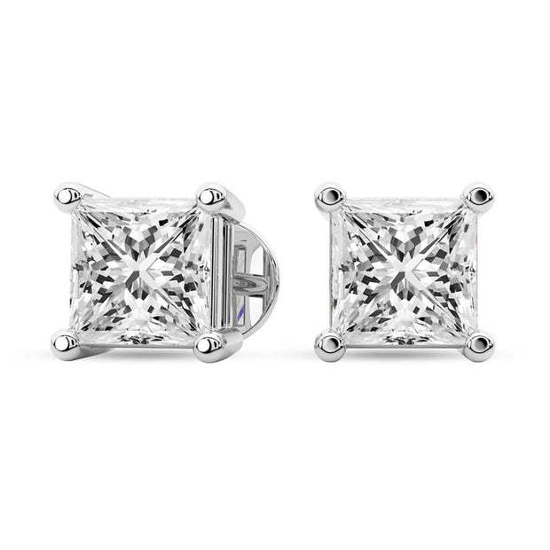 1.00 CTW Lab-Grown Princess Diamond Stud Earrings in 14K White Gold
