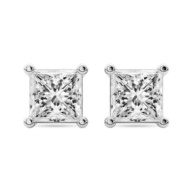 1.00 CTW Lab-Grown Princess Diamond Stud Earrings in 14K White Gold