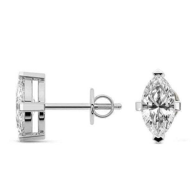 1.00 CTW Lab-Grown Marquise Diamond Stud Earrings in 14K White Gold