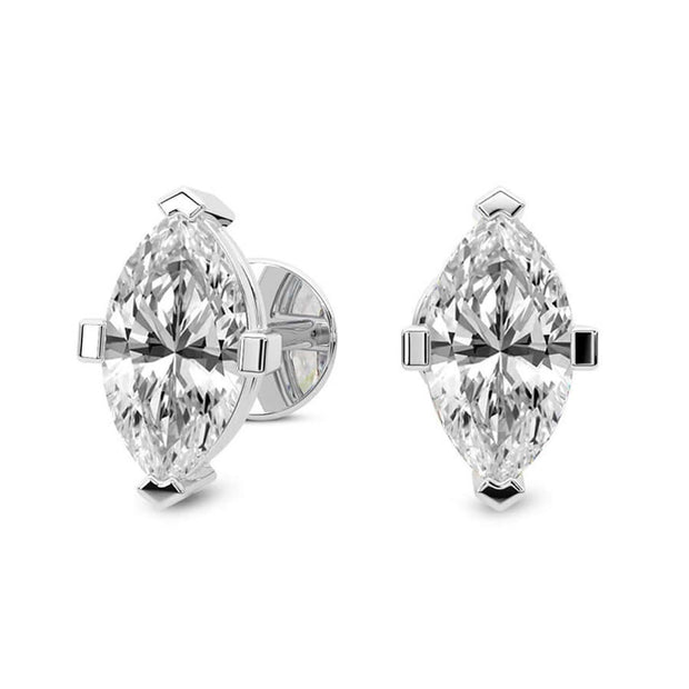 1.00 CTW Lab-Grown Marquise Diamond Stud Earrings in 14K White Gold