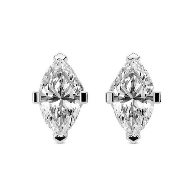 1.00 CTW Lab-Grown Marquise Diamond Stud Earrings in 14K White Gold