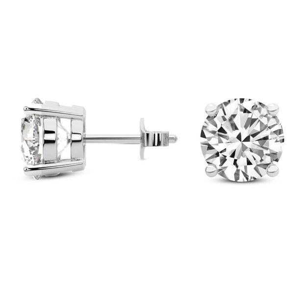 Brilliant 1.00 CTW Lab-Grown Round Diamond Stud Earrings – 14K White Gold