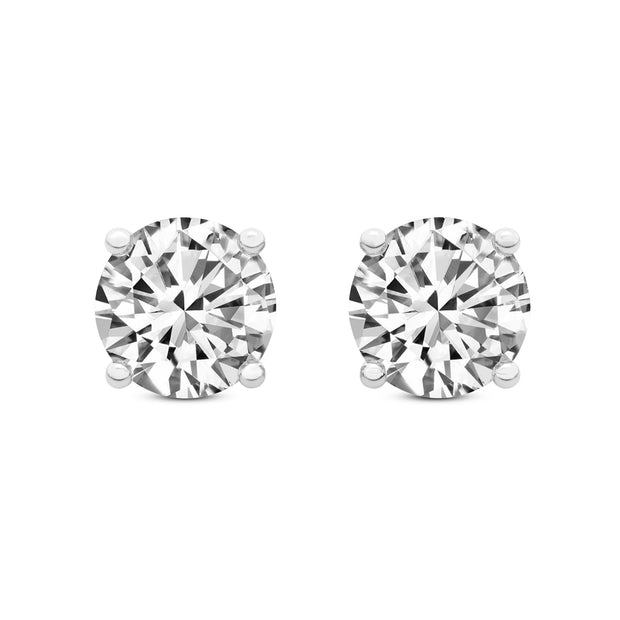 Brilliant 1.00 CTW Lab-Grown Round Diamond Stud Earrings – 14K White Gold