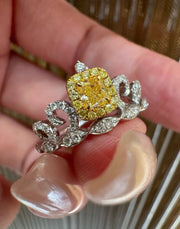 Princess Crown Lab Grown Yellow Diamond Ring 0.46 CTW 14K White Gold