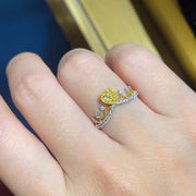 Enchanting Heart Lab Grown Yellow Diamond Ring 0.37 CTW 14K White Gold