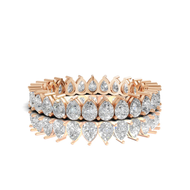 Pear-Shaped 1.00 CT Lab-Grown Diamond Wedding Band in 14K Gold | D-E Color VS1-VVS2 Clarity