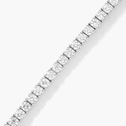 Lab-Grown Diamond Tennis Bracelet 3MM in 14K White Gold – 7" Round Diamonds, Box Clasp, Rhodium Finish