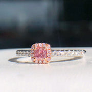 Charming Cushion Pink Lab Grown Diamond Ring 0.32 CTW 14K White Gold