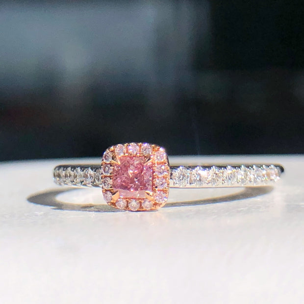 Charming Cushion Pink Lab Grown Diamond Ring 0.32 CTW 14K White Gold