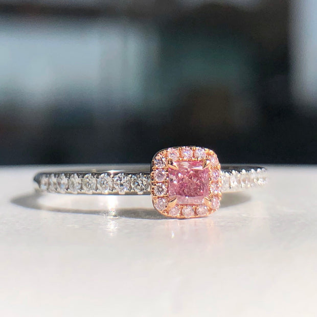 Charming Cushion Pink Lab Grown Diamond Ring 0.32 CTW 14K White Gold