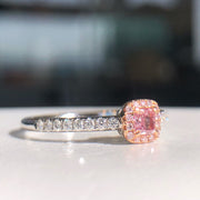 Charming Cushion Pink Lab Grown Diamond Ring 0.32 CTW 14K White Gold