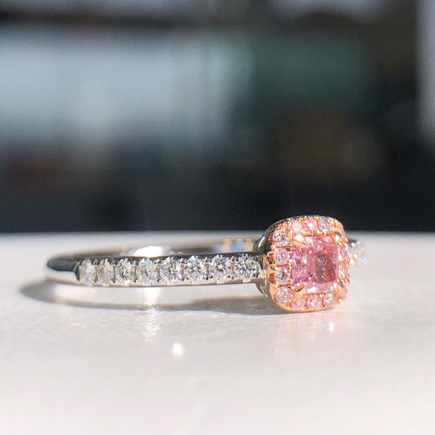 Charming Cushion Pink Lab Grown Diamond Ring 0.32 CTW 14K White Gold