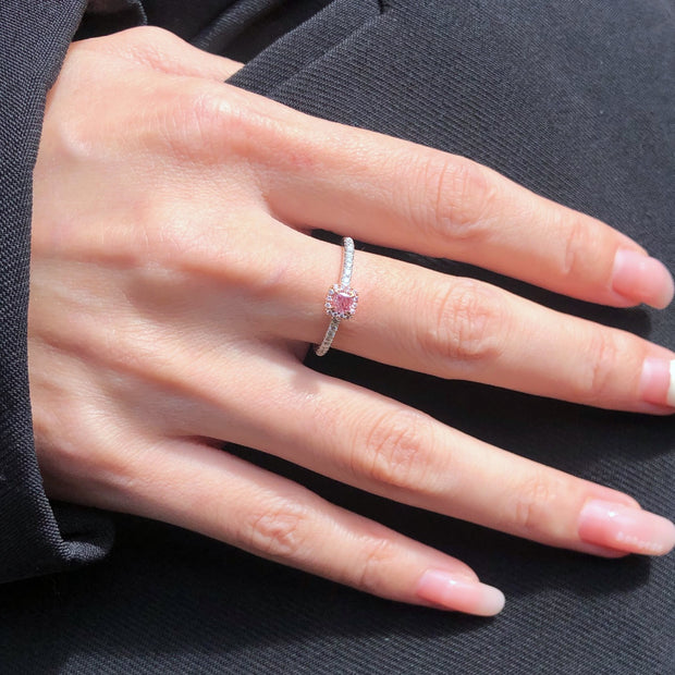 Charming Cushion Pink Lab Grown Diamond Ring 0.32 CTW 14K White Gold
