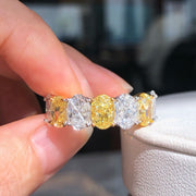 Striking Yellow & White Lab Grown Diamond Band 4.41 CTW 14K White Gold