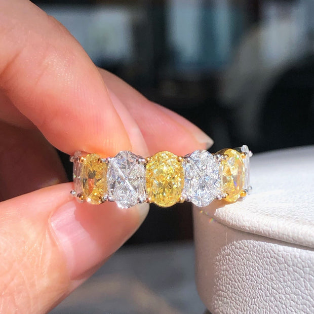 Striking Yellow & White Lab Grown Diamond Band 4.41 CTW 14K White Gold