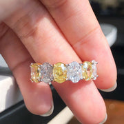 Striking Yellow & White Lab Grown Diamond Band 4.41 CTW 14K White Gold
